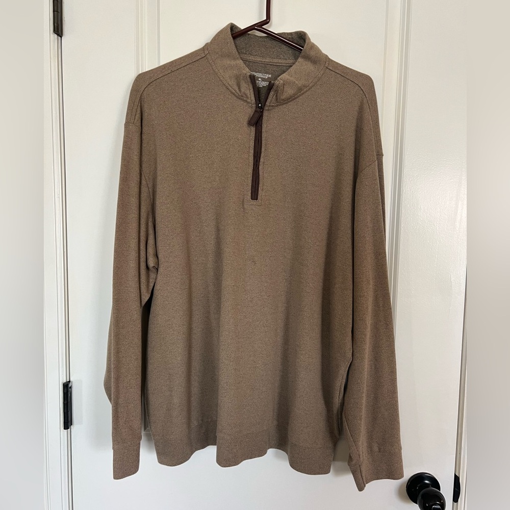 Roundtree & Yorke Men's Tan Sweater with Quarter-Zip